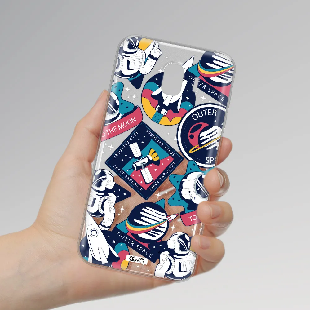 Astronaut Stickers Samsung J4 Clear TPU Case