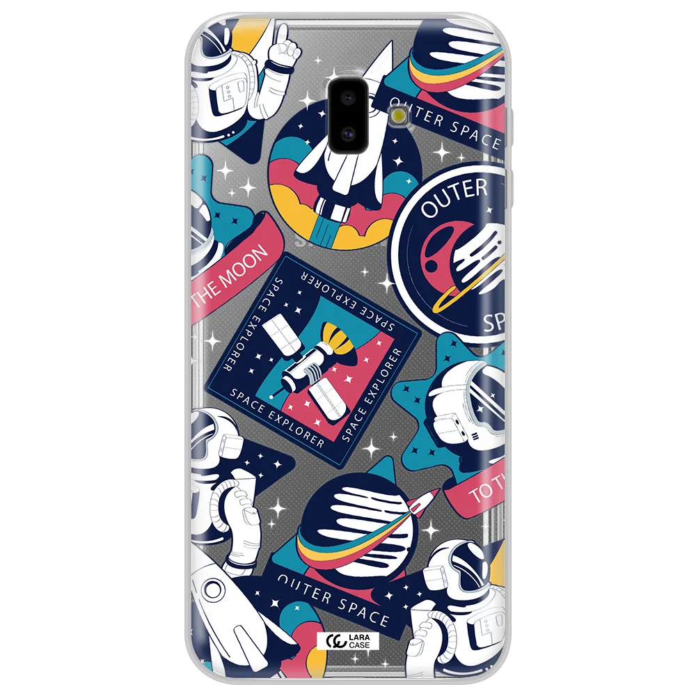 Astronaut Stickers Samsung J6 Plus Clear TPU Case