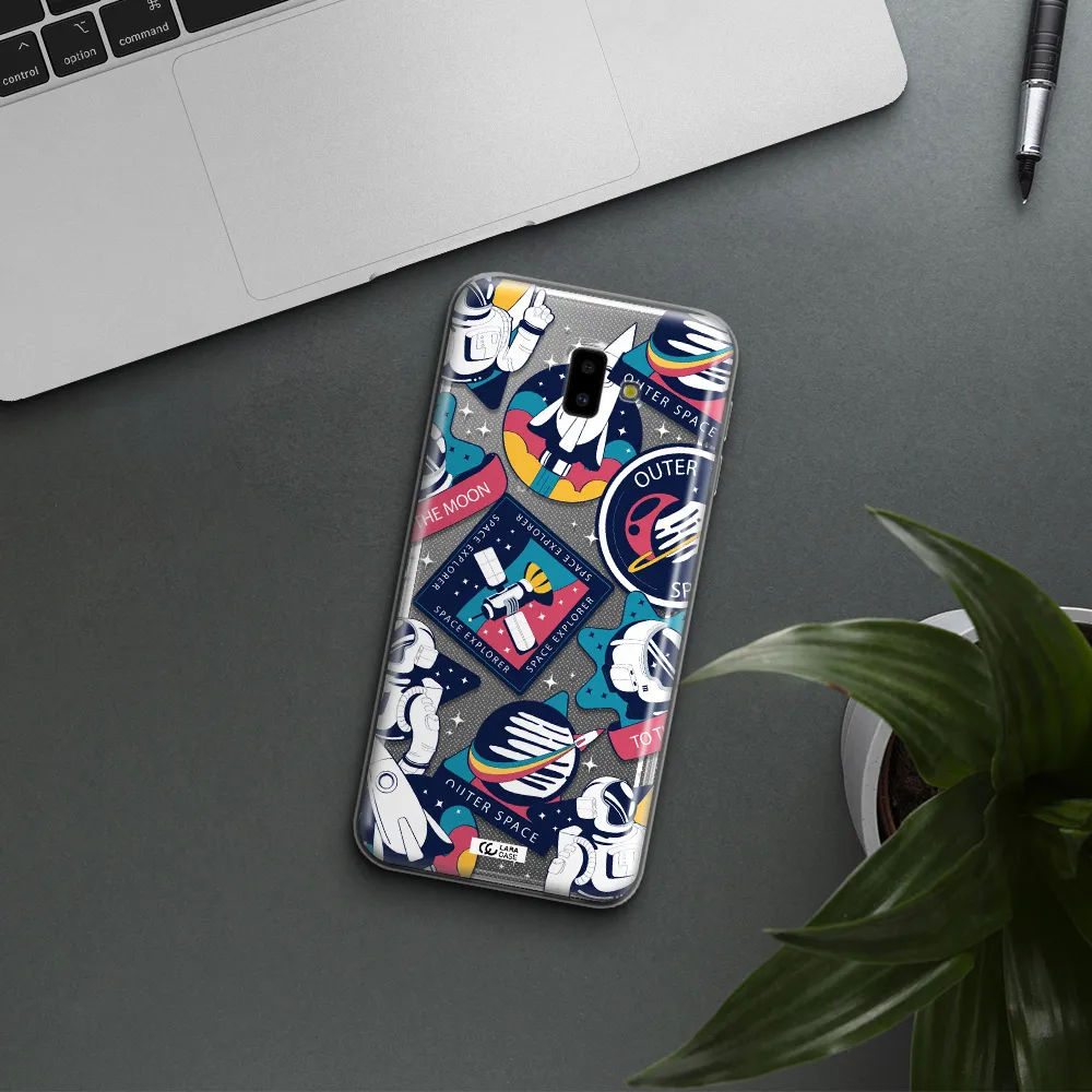 Astronaut Stickers Samsung J6 Plus Clear TPU Case