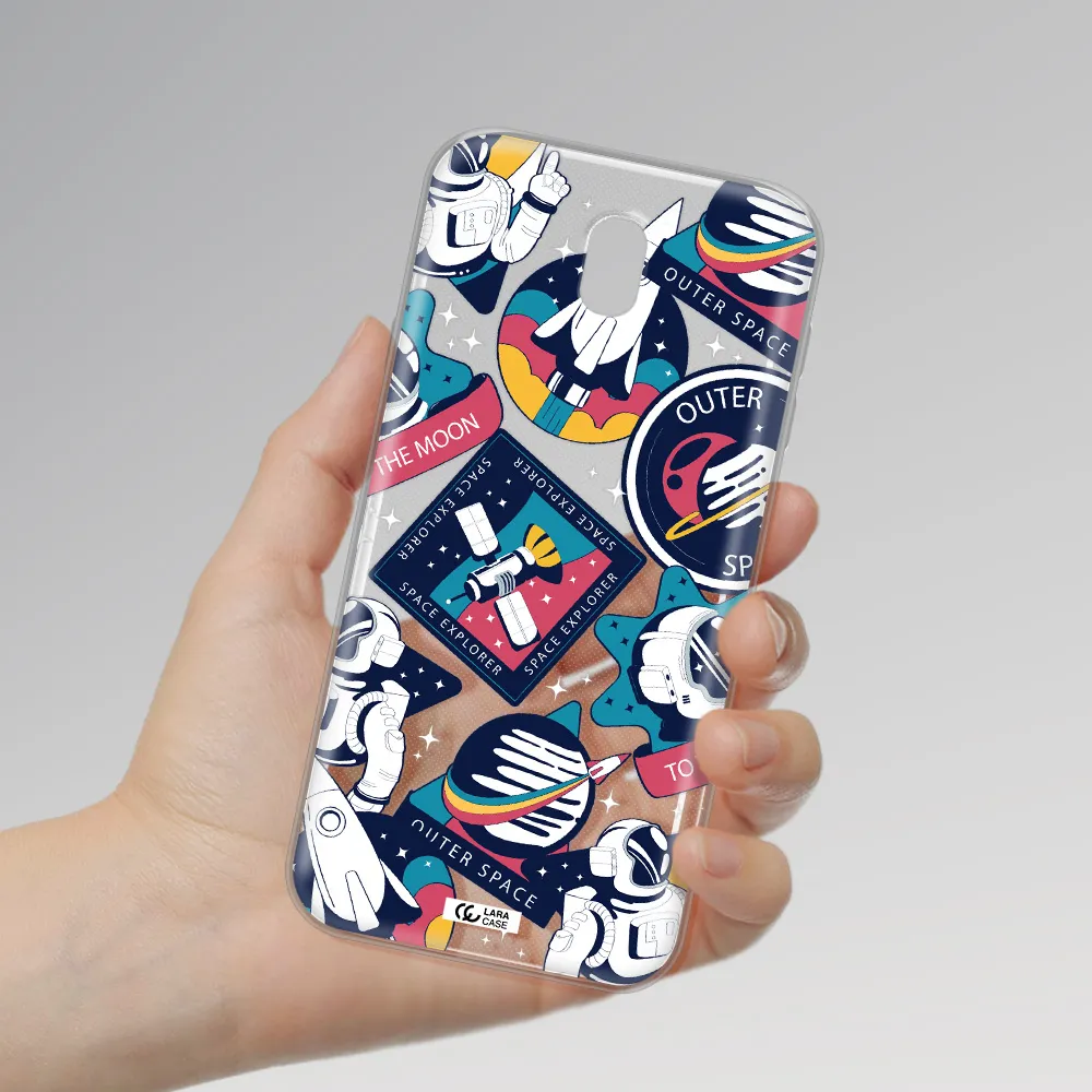 Astronaut Stickers Samsung J7 Pro Clear TPU Case