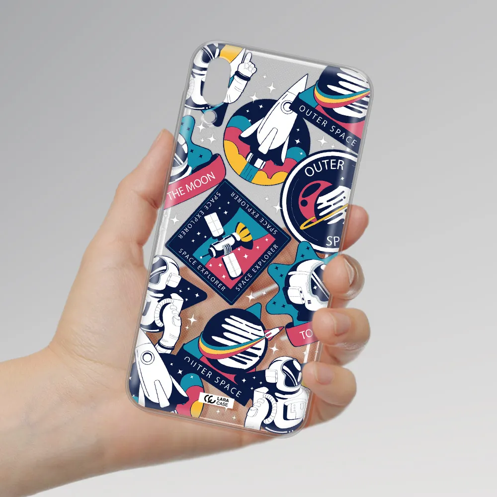 Astronaut Stickers Samsung M10 Clear TPU Case