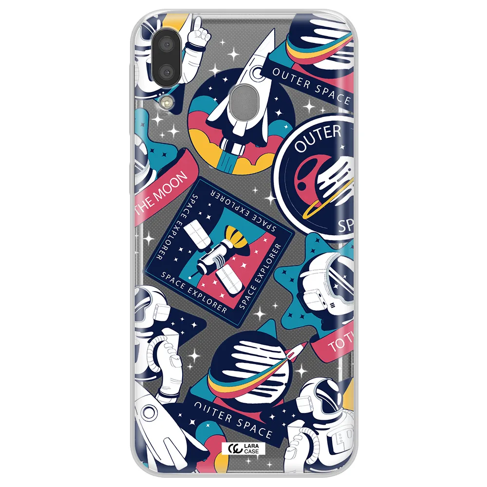 Astronaut Stickers Samsung M20 Clear TPU Case
