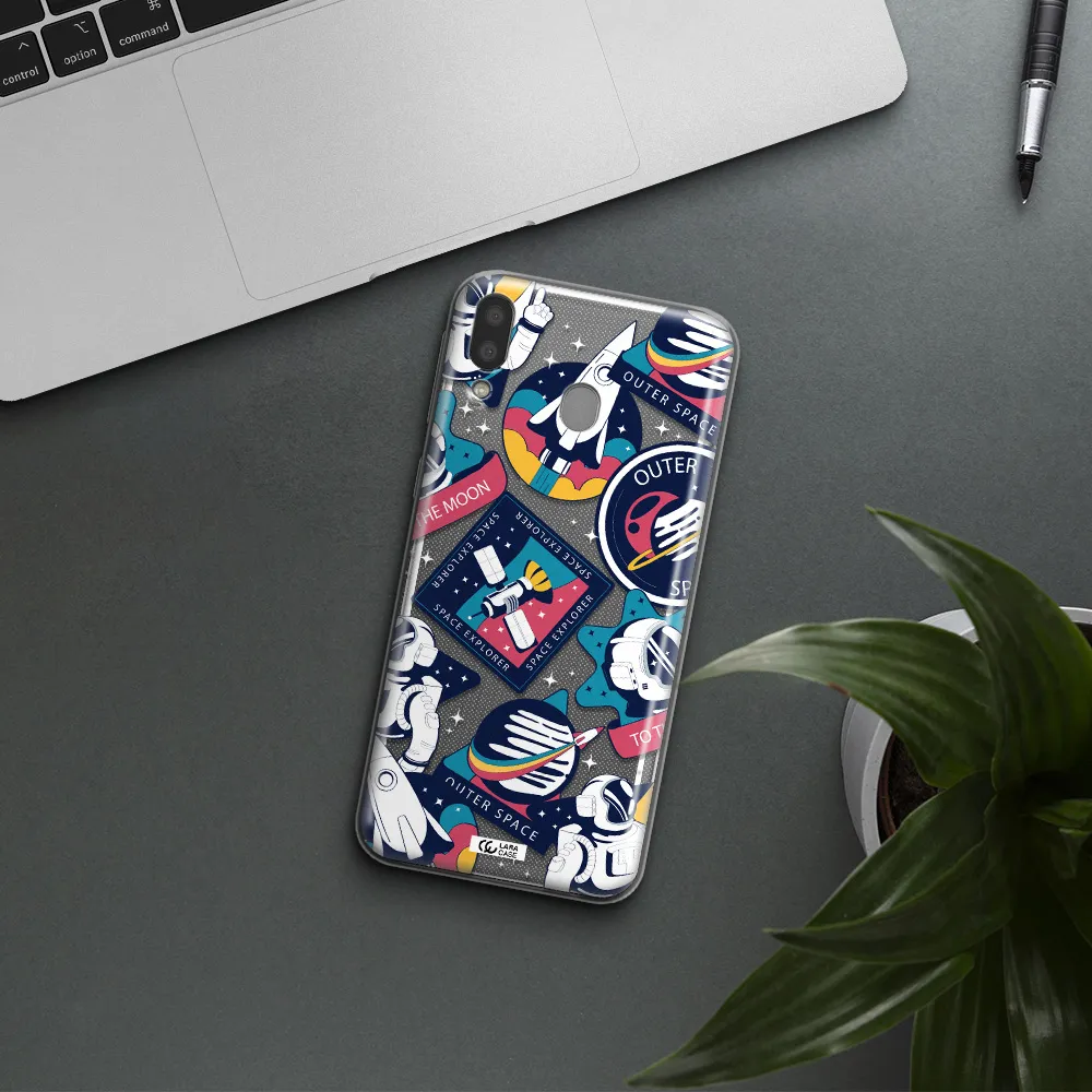 Astronaut Stickers Samsung M20 Clear TPU Case