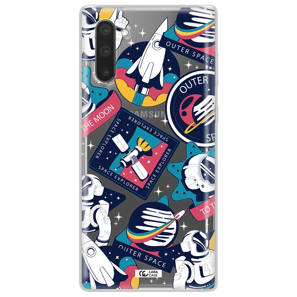 Astronaut Stickers Samsung Note 10 Clear TPU Case