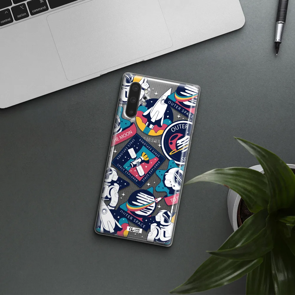 Astronaut Stickers Samsung Note 10 Plus Clear TPU Case