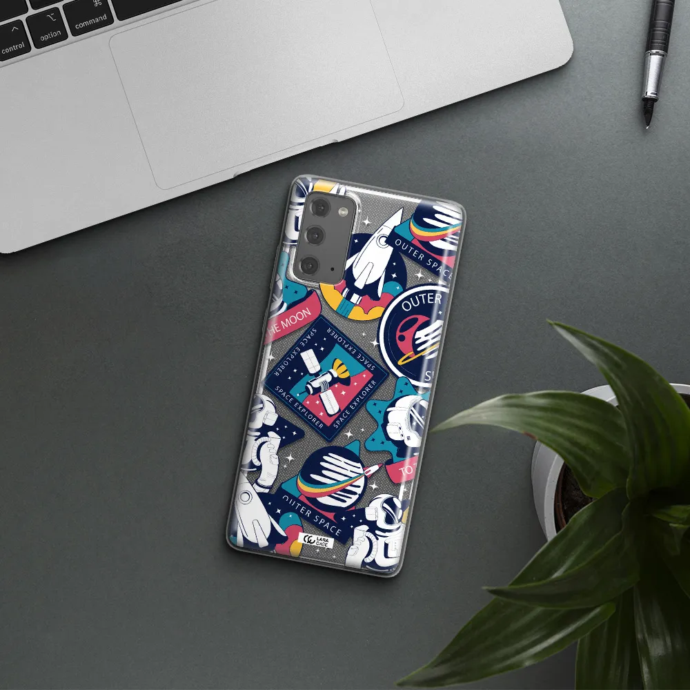 Astronaut Stickers Samsung Note 20 Clear TPU Case