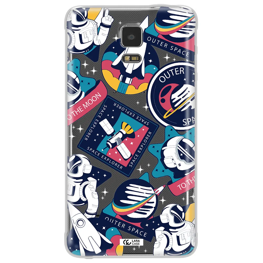 Astronaut Stickers Samsung Note 4 Clear TPU Case
