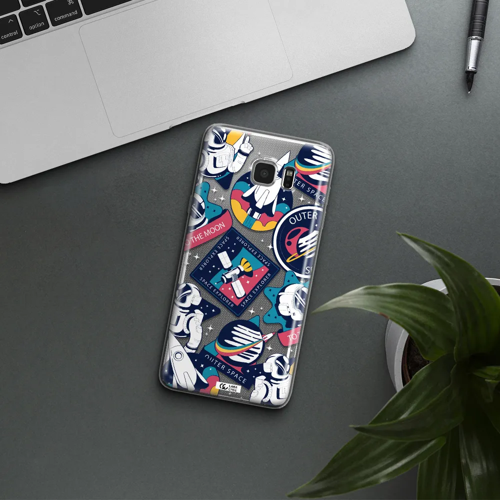 Astronaut Stickers Samsung Note 5 Clear TPU Case