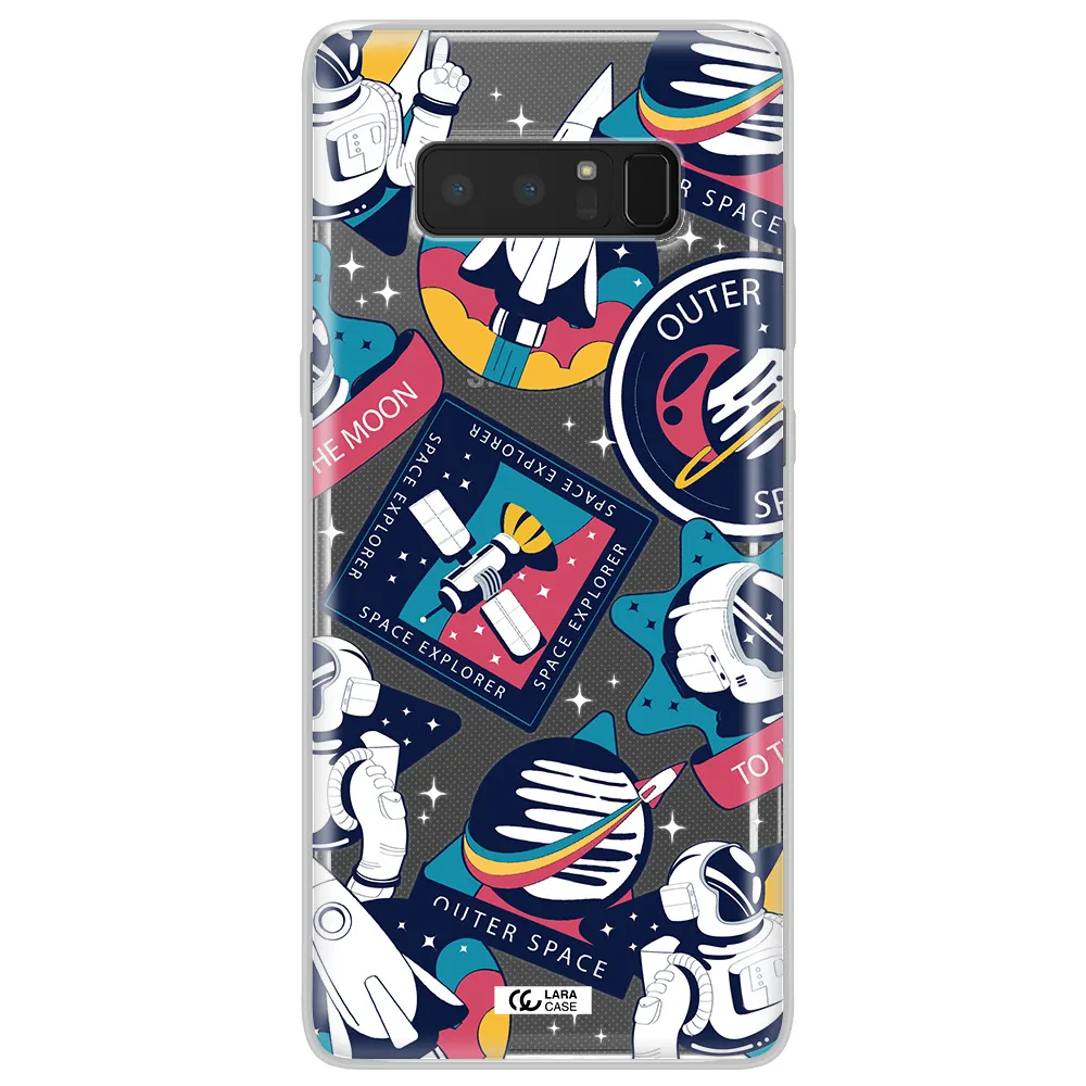 Astronaut Stickers Samsung Note 8 Clear TPU Case