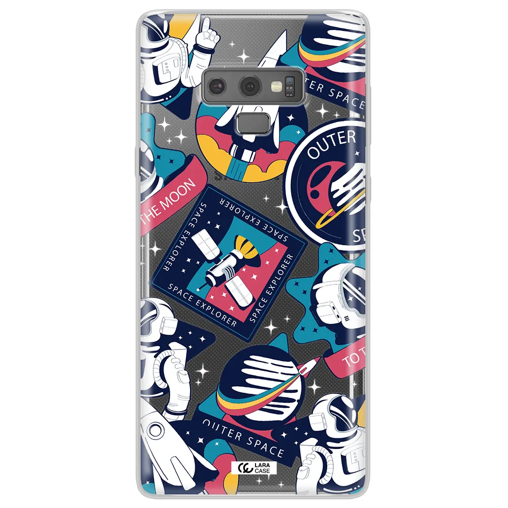 Astronaut Stickers Samsung Note 9 Clear TPU Case