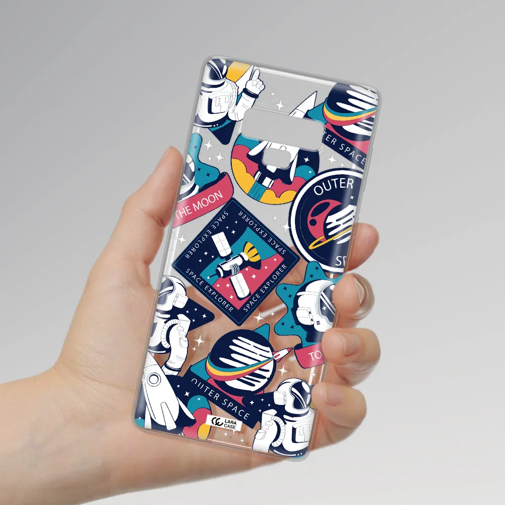 Astronaut Stickers Samsung Note 9 Clear TPU Case