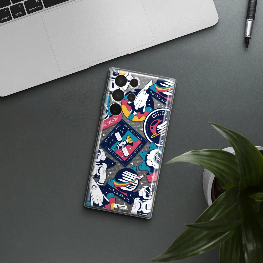 Astronaut Stickers Samsung S 22 Ultra Clear TPU Case