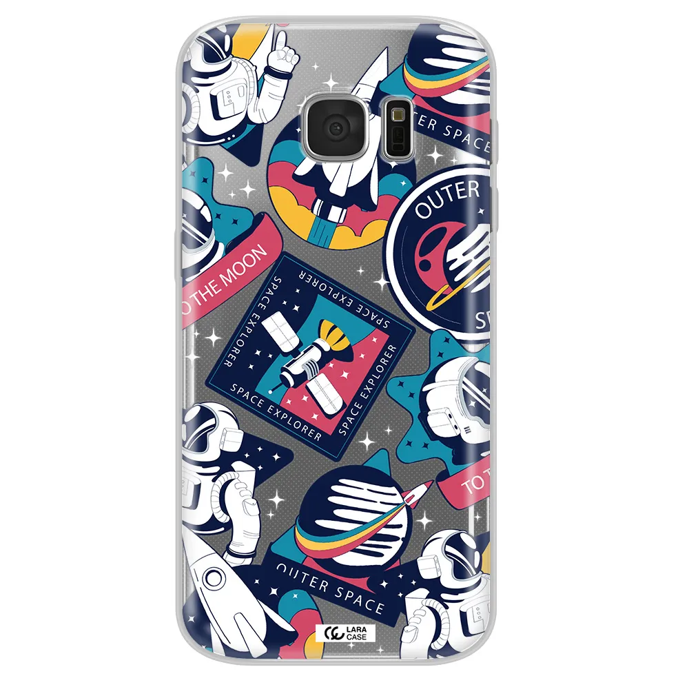 Astronaut Stickers Samsung S 7 Clear TPU Case