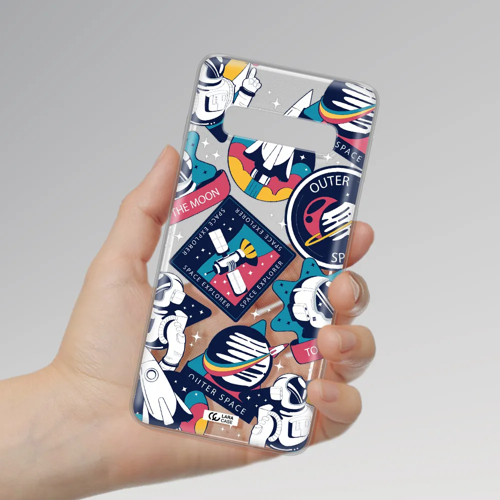 Astronaut Stickers Samsung S10 Clear TPU Case