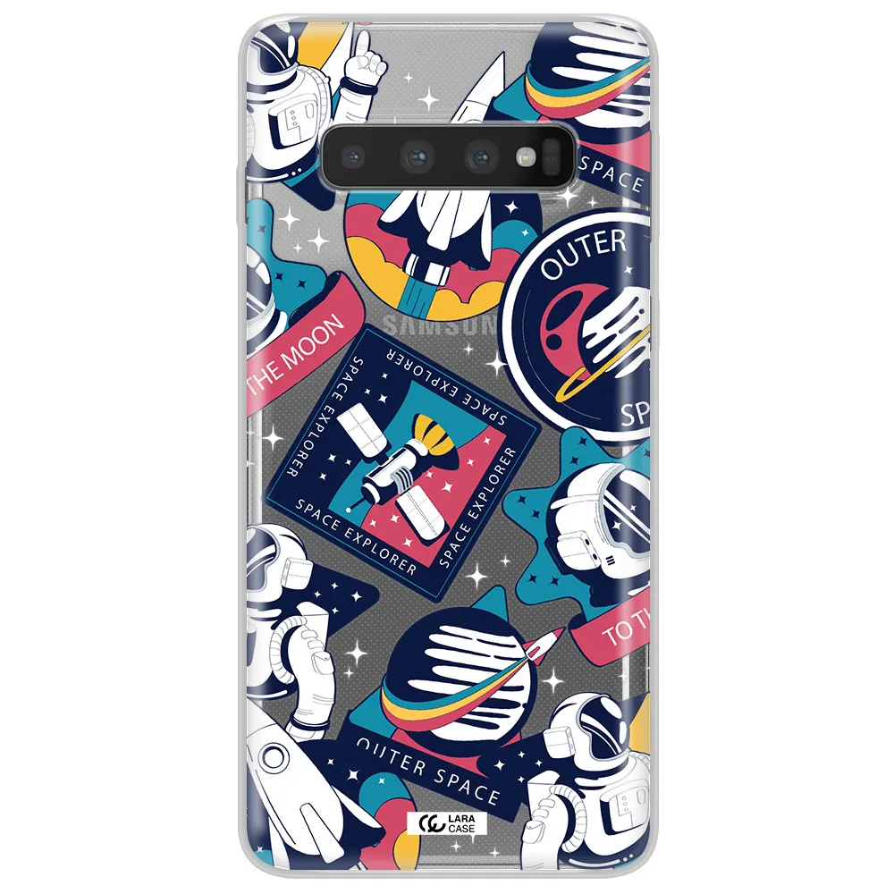 Astronaut Stickers Samsung S10 Plus Clear TPU Case