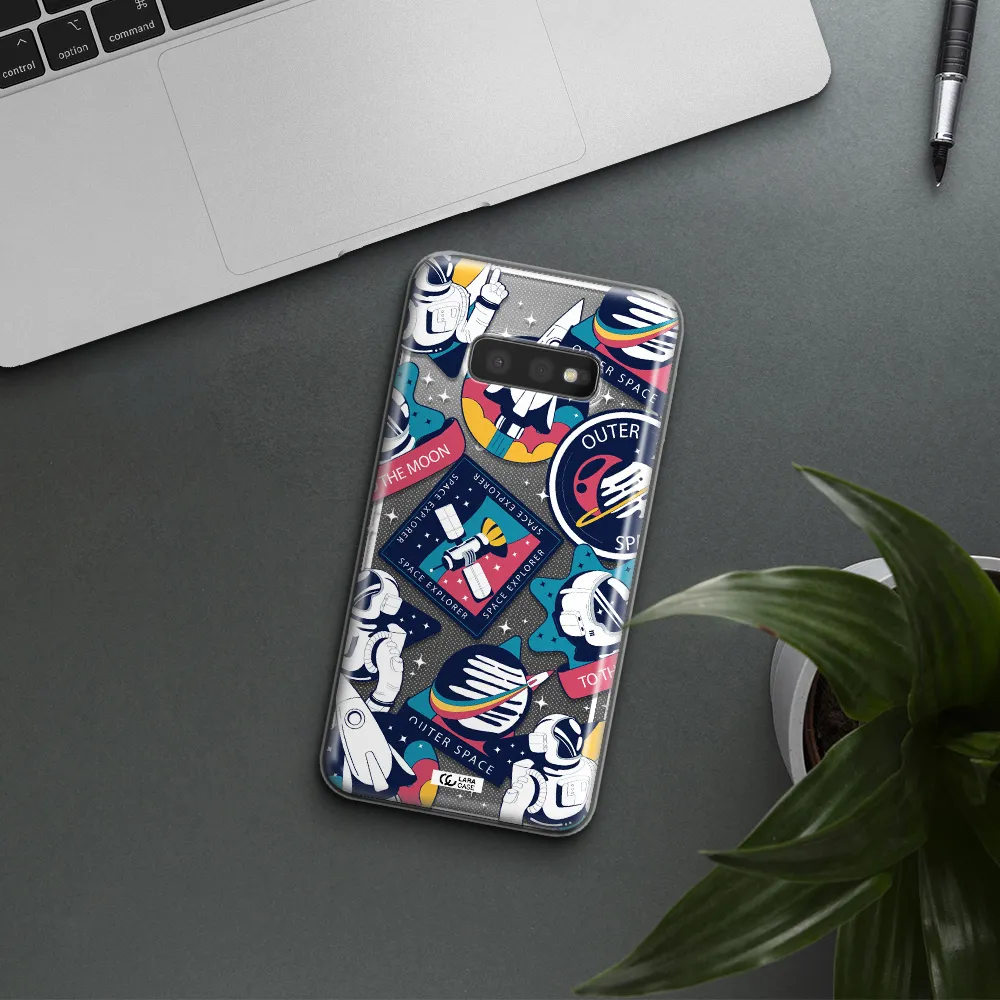 Astronaut Stickers Samsung S10e Clear TPU Case
