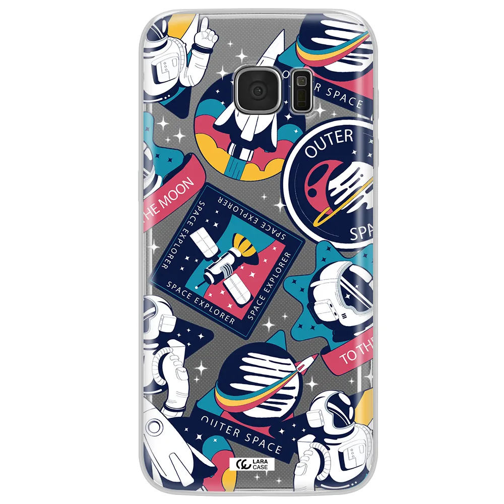 Astronaut Stickers Samsung S7 Edge Clear TPU Case