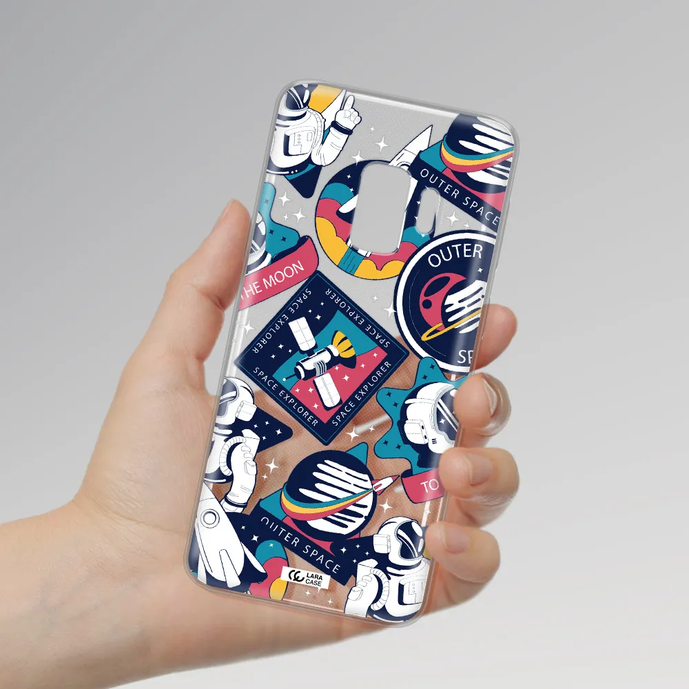 Astronaut Stickers Samsung S9 Clear TPU Case