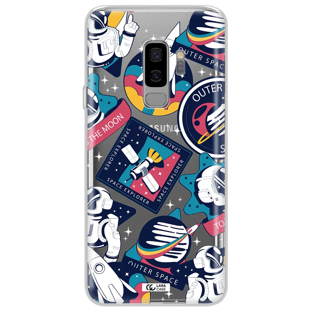 Astronaut Stickers Samsung S9 Plus Clear TPU Case