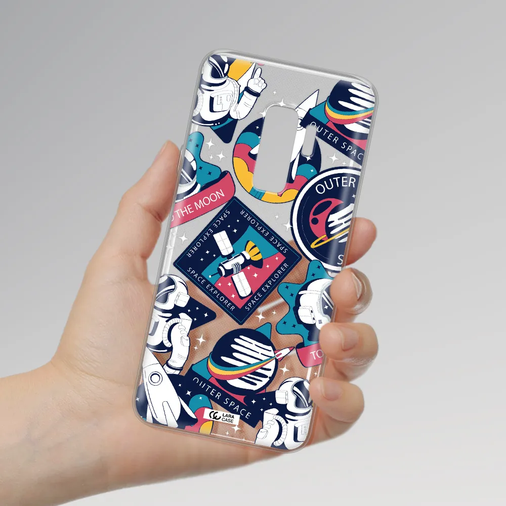 Astronaut Stickers Samsung S9 Plus Clear TPU Case
