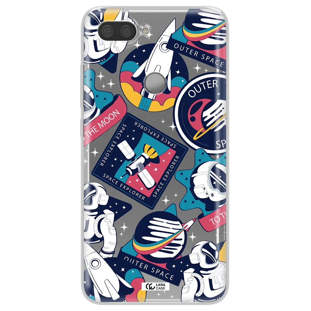 Astronaut Stickers Xiaomi Mi 8 Lite Clear TPU Case