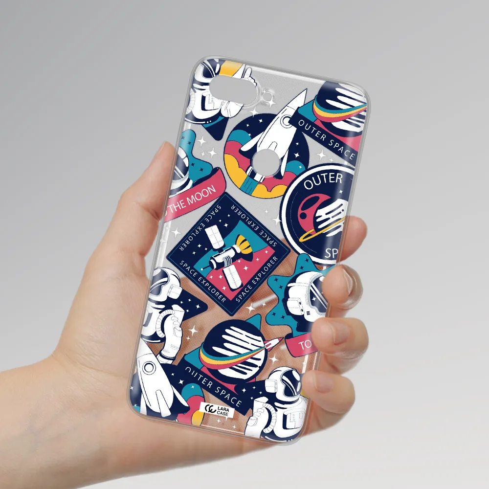 Astronaut Stickers Xiaomi Mi 8 Lite Clear TPU Case