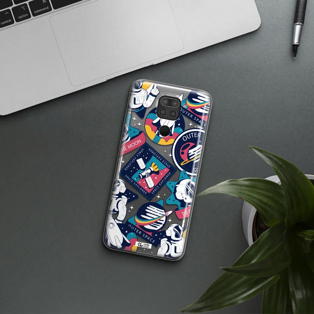 Astronaut Stickers Xiaomi Redmi Note 9 Clear TPU Case