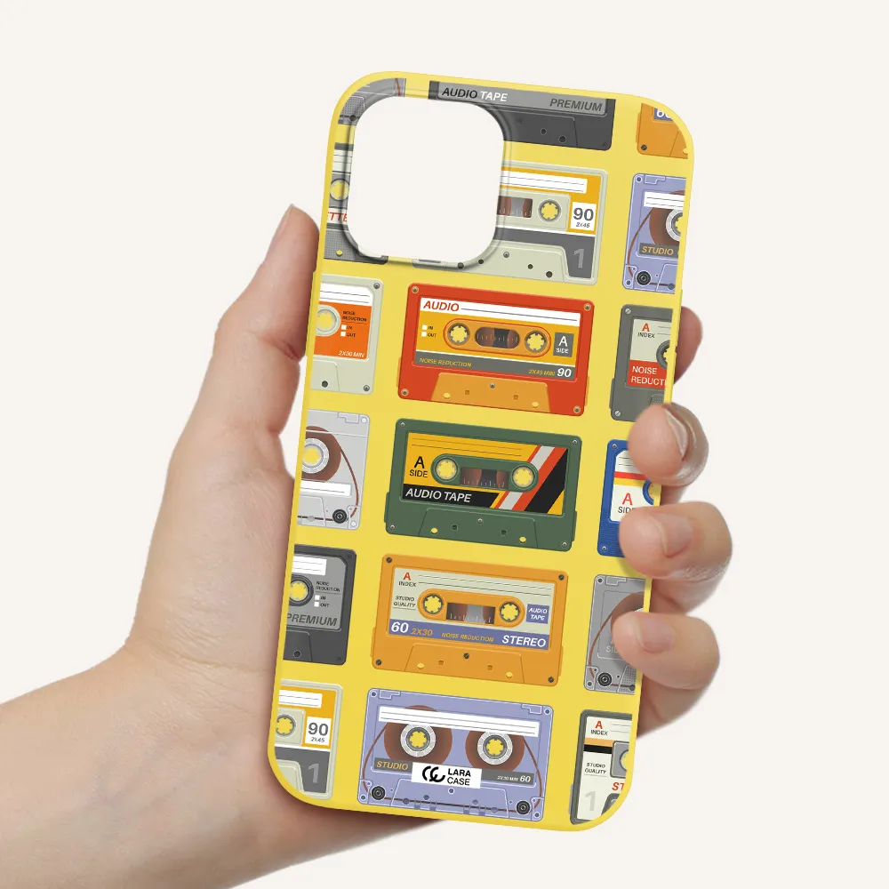 All My Cassettes Apple iPhone 12 pro Silicone canary yellow Case