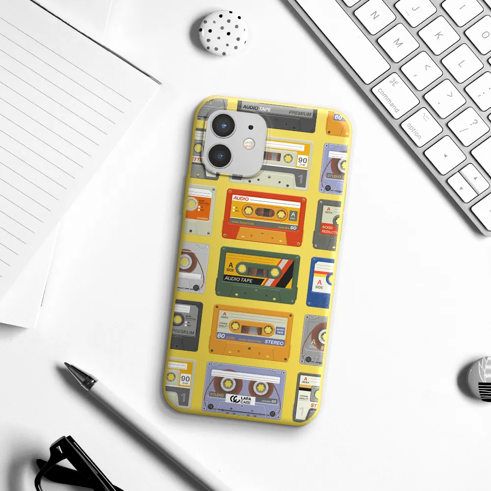 All My Cassettes Apple iPhone 12 Silicone canary yellow Case