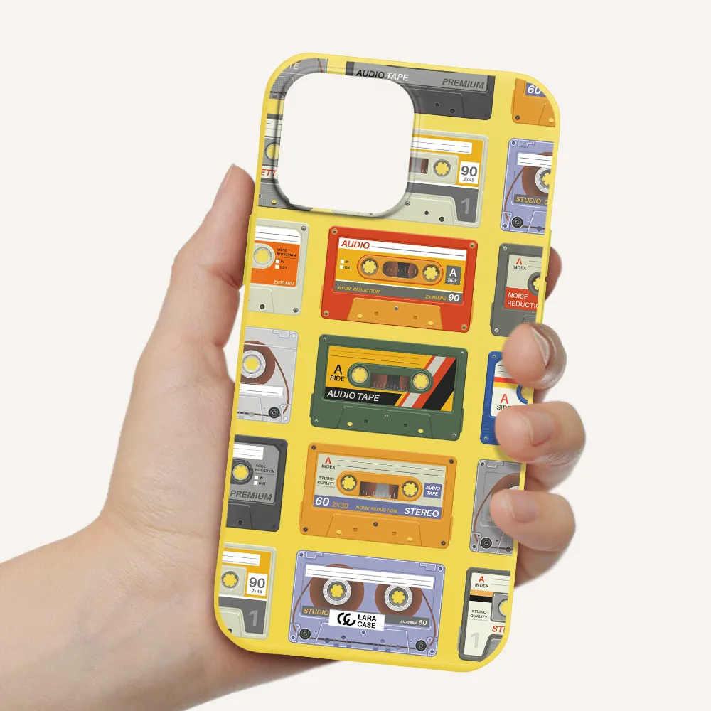All My Cassettes Apple iPhone 13 Pro Max Silicone canary yellow Case