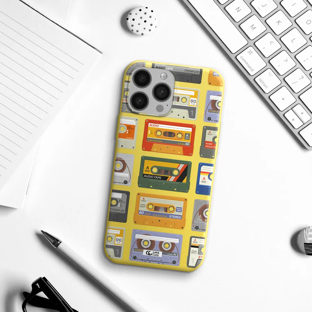 All My Cassettes Apple iPhone 13 Pro Max Silicone canary yellow Case