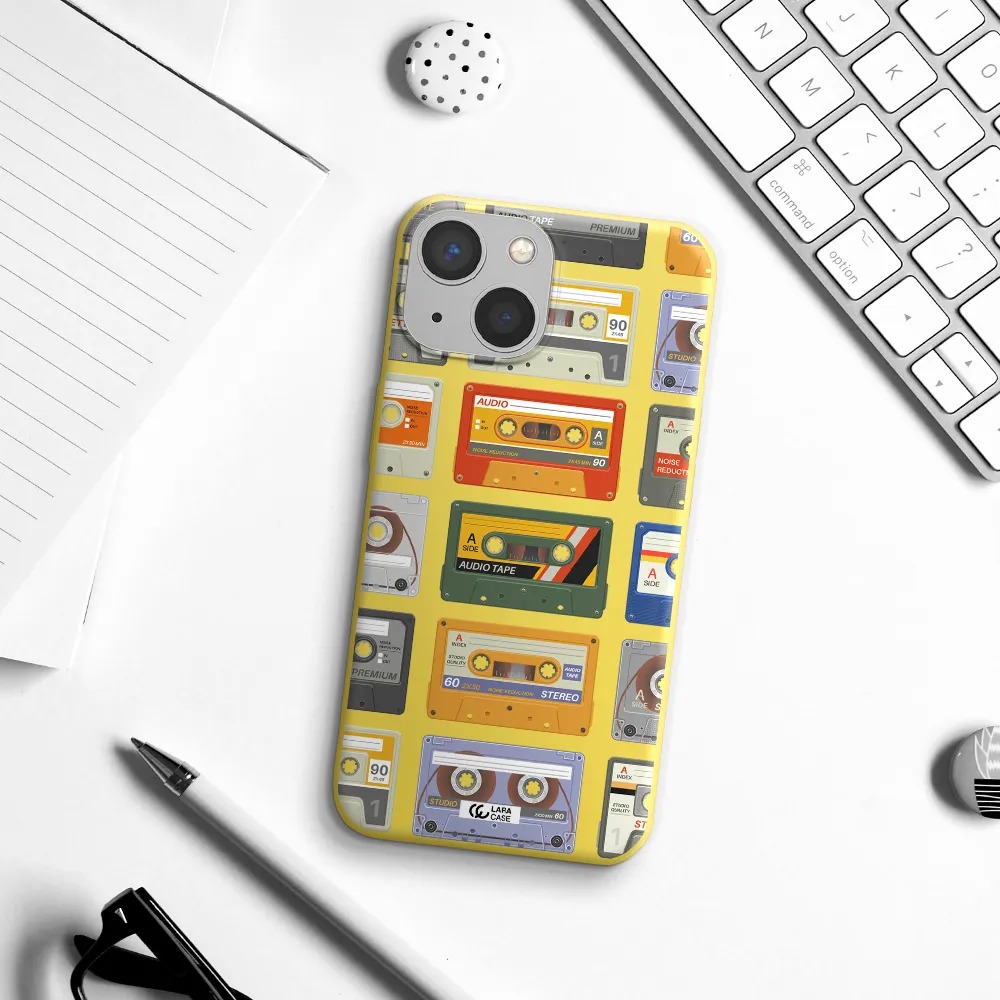 All My Cassettes Apple iPhone 13 Silicone canary yellow Case