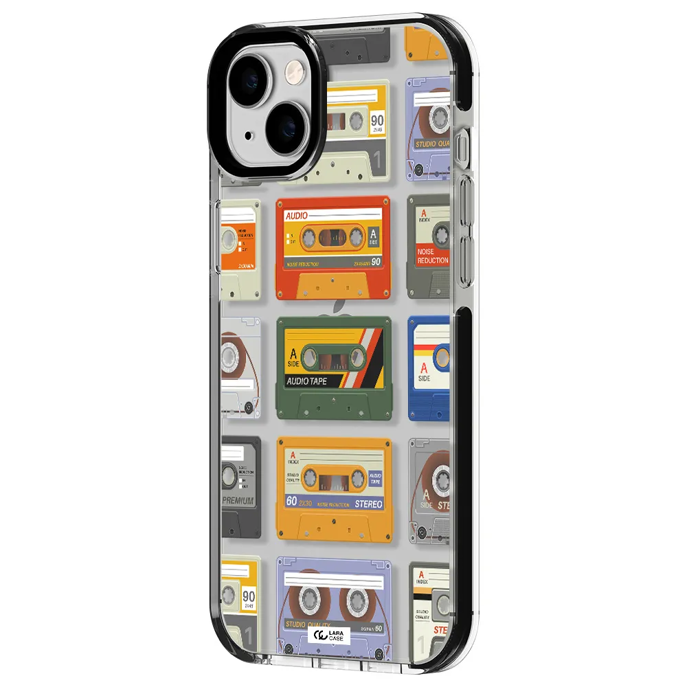 All My Cassettes Apple iPhone 14 plus impact black border Case