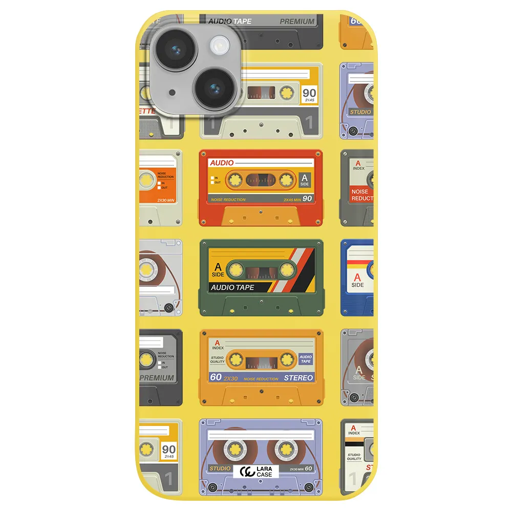 All My Cassettes Apple iPhone 14 plus Silicone canary yellow Case