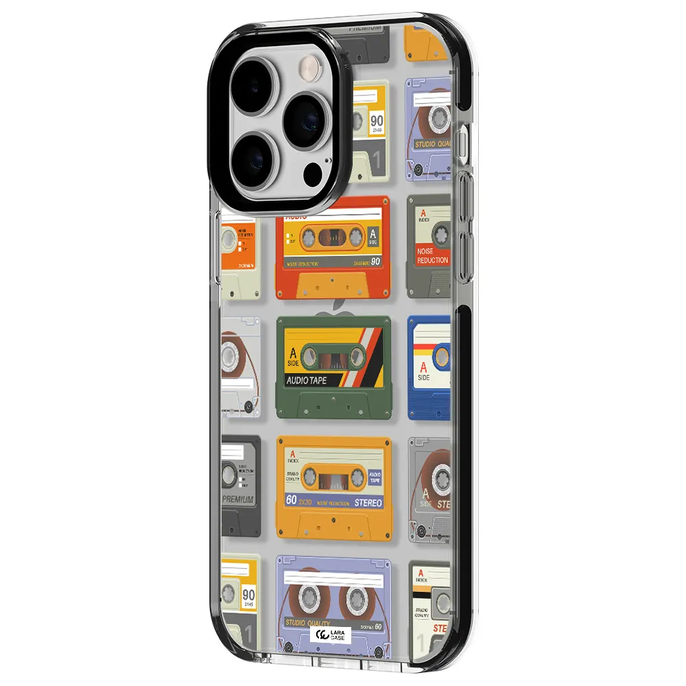 All My Cassettes Apple iPhone 14 pro max impact black border Case
