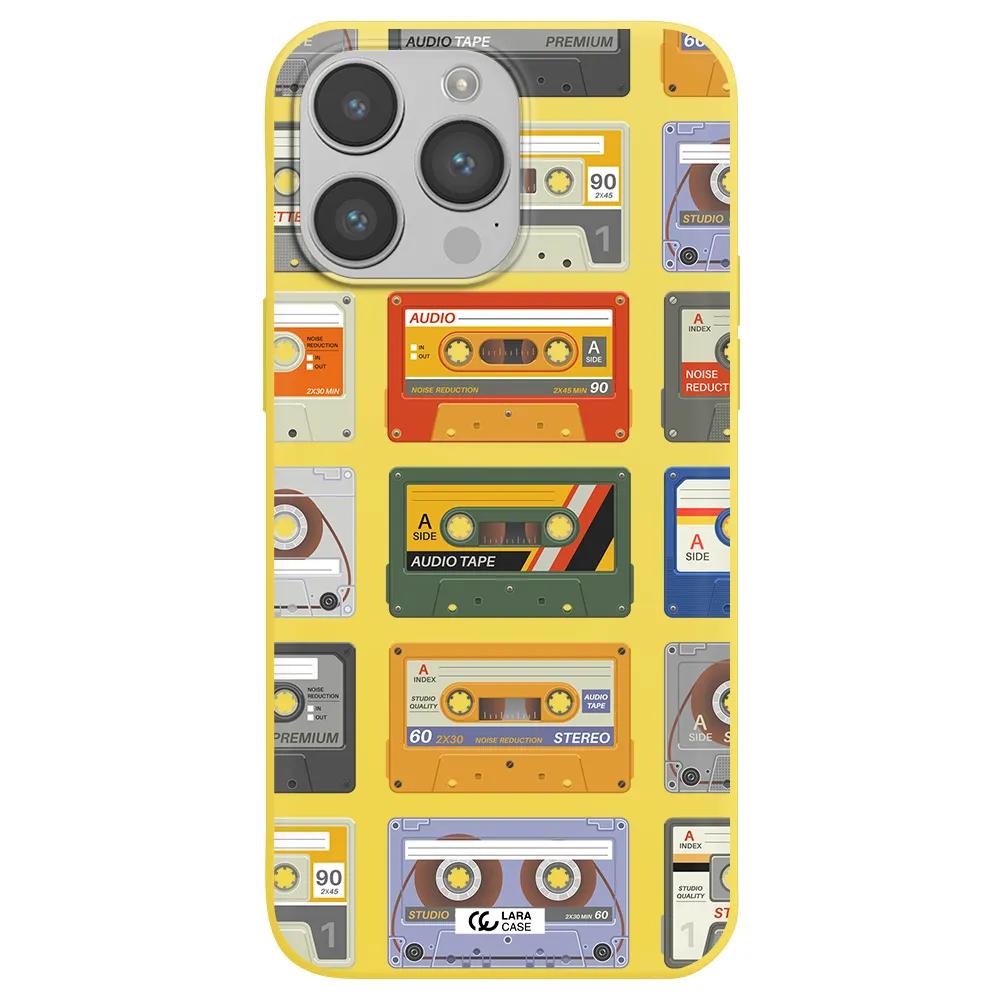 All My Cassettes Apple iPhone 14 pro max Silicone canary yellow Case