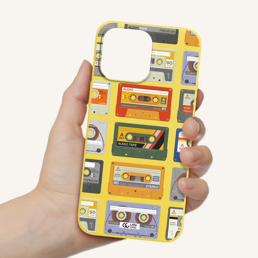 All My Cassettes Apple iPhone 14 pro max Silicone canary yellow Case