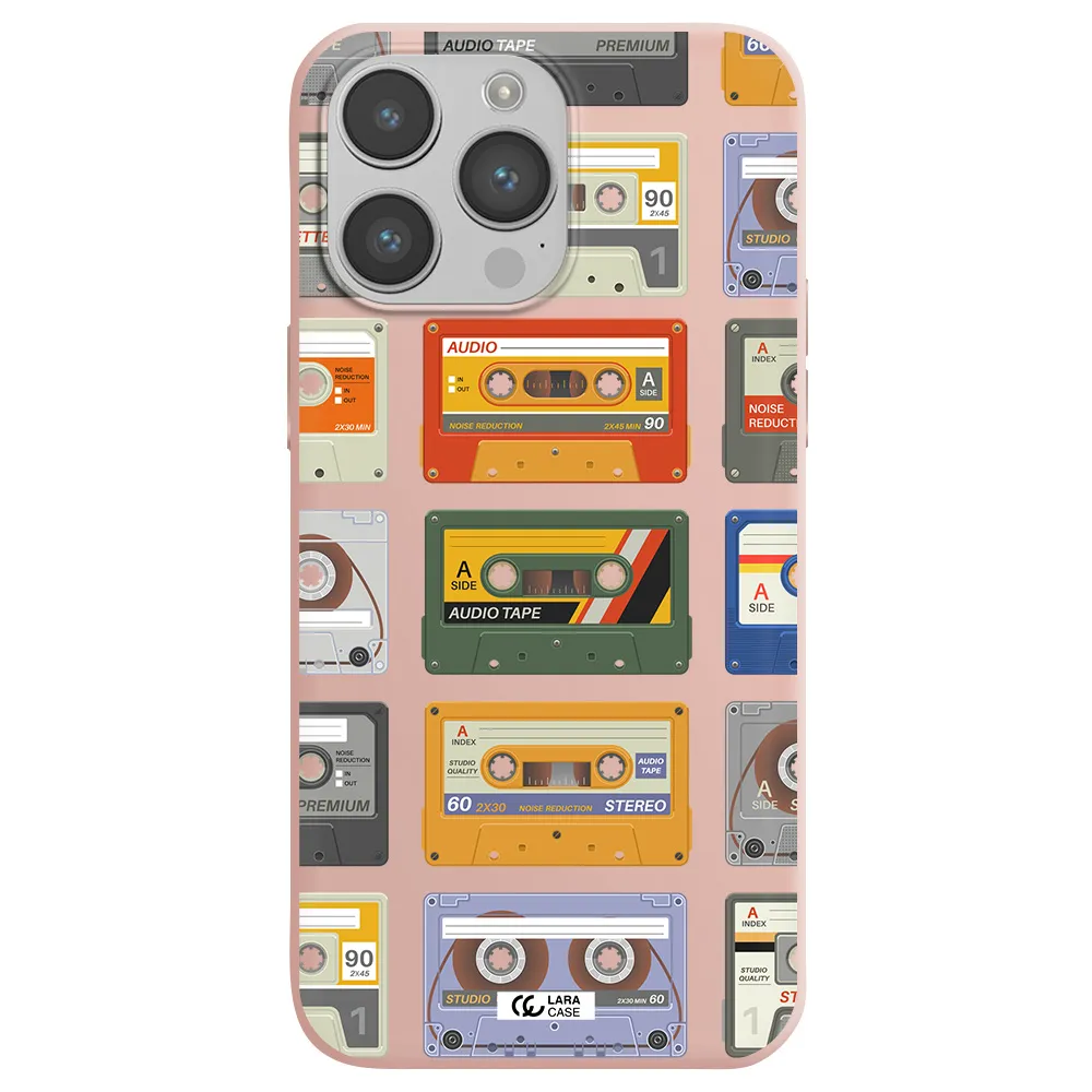 All My Cassettes Apple iPhone 14 pro max Silicone pastel pink Case