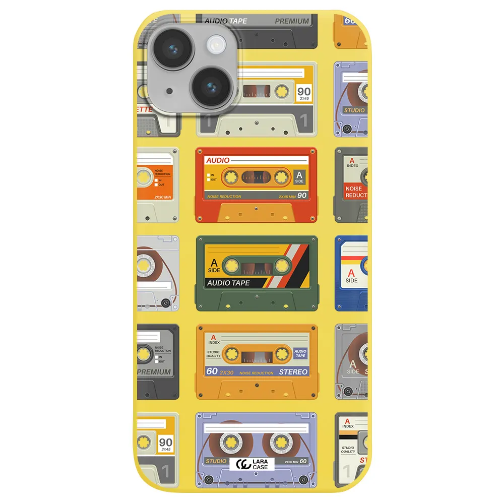 All My Cassettes Apple iPhone 14 Silicone canary yellow Case
