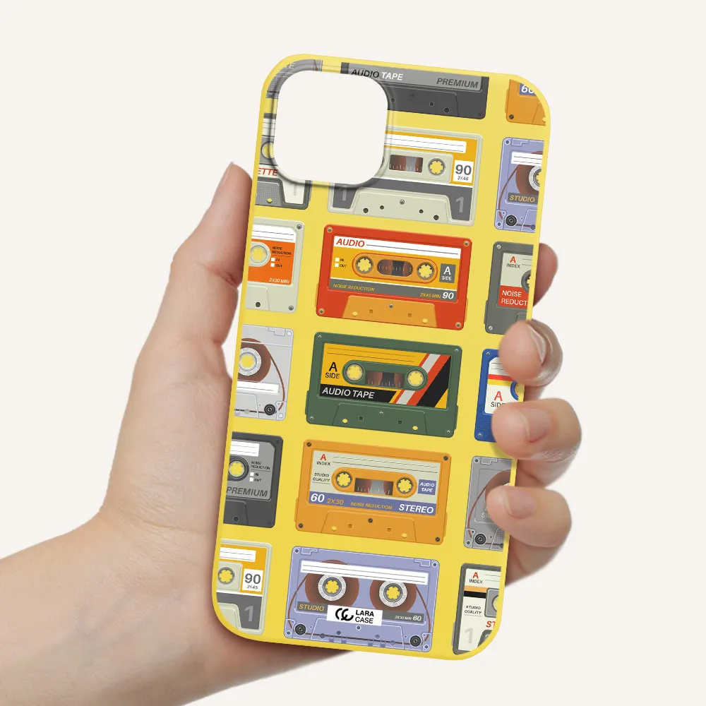 All My Cassettes Apple iPhone 14 Silicone canary yellow Case