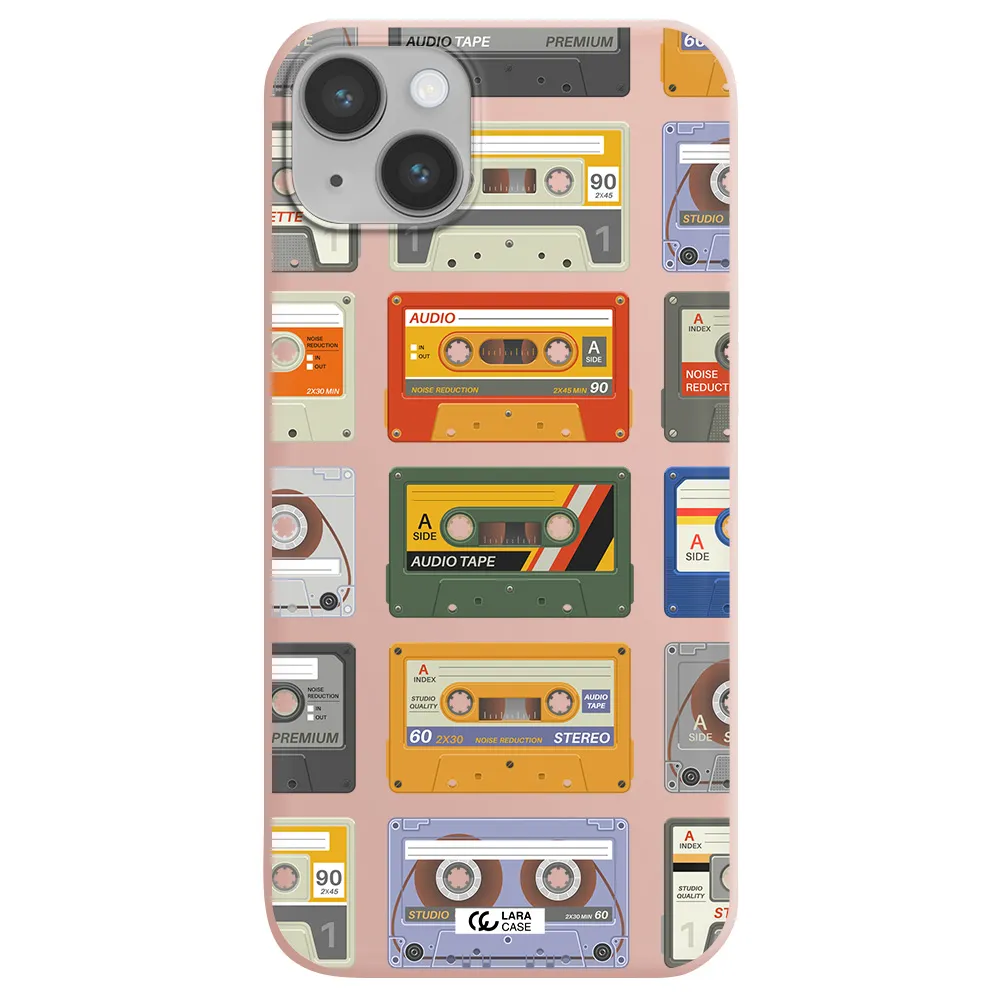 All My Cassettes Apple iPhone 14 Silicone pastel pink Case