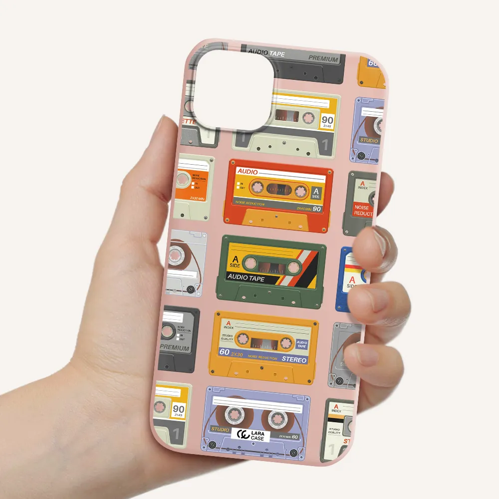 All My Cassettes Apple iPhone 14 Silicone pastel pink Case