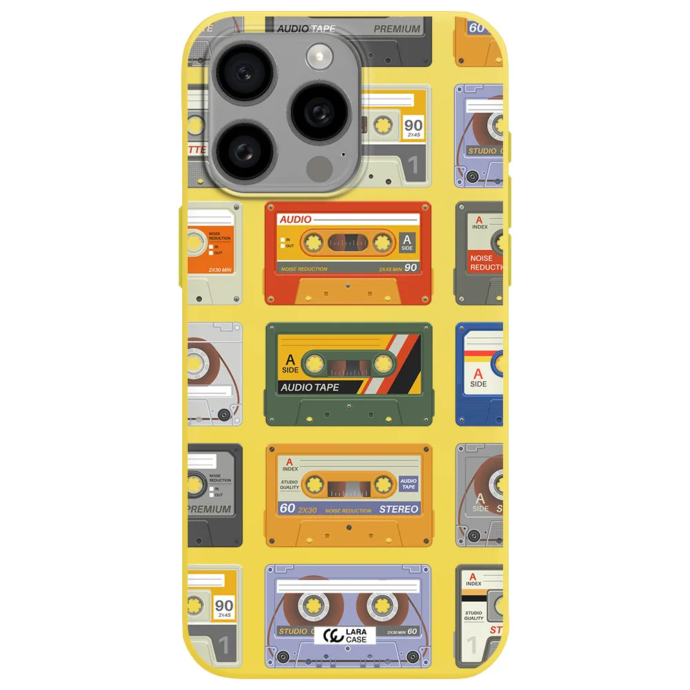 All My Cassettes Apple Iphone 15 Pro max Silicone canary yellow Case