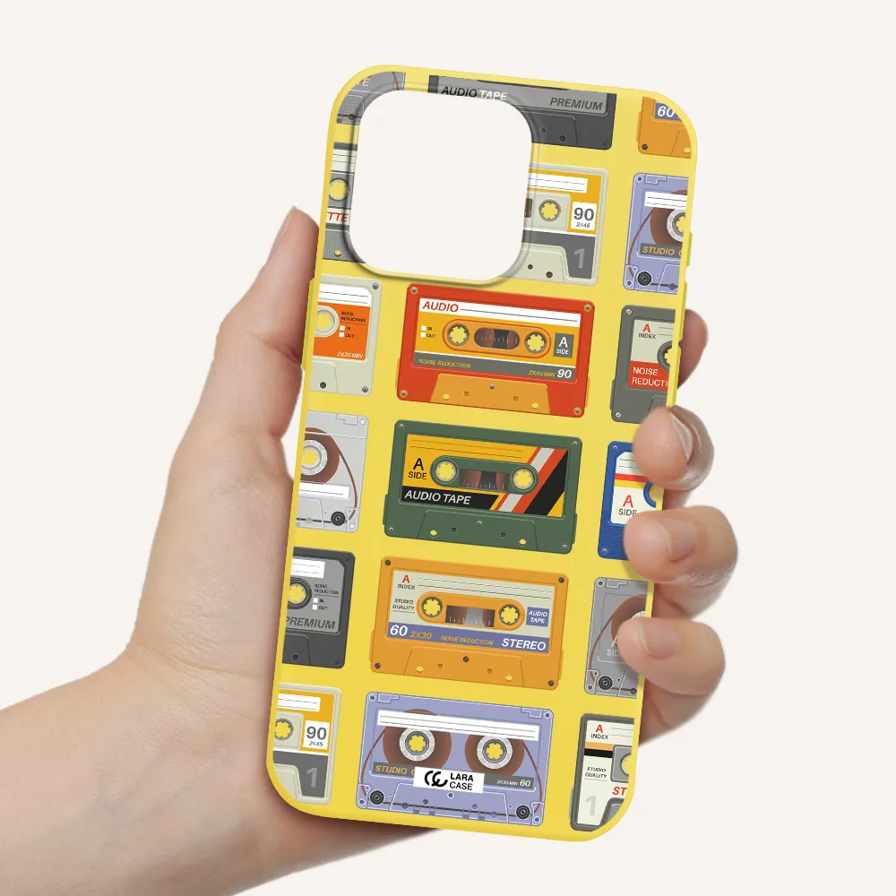 All My Cassettes Apple Iphone 15 Pro max Silicone canary yellow Case