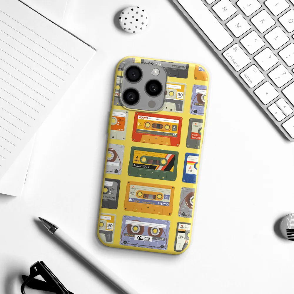 All My Cassettes Apple Iphone 15 Pro max Silicone canary yellow Case