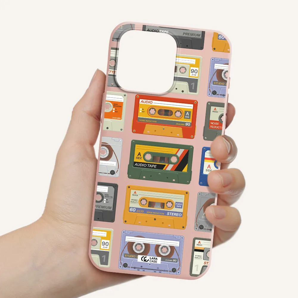 All My Cassettes Apple Iphone 15 Pro max Silicone pastel pink Case