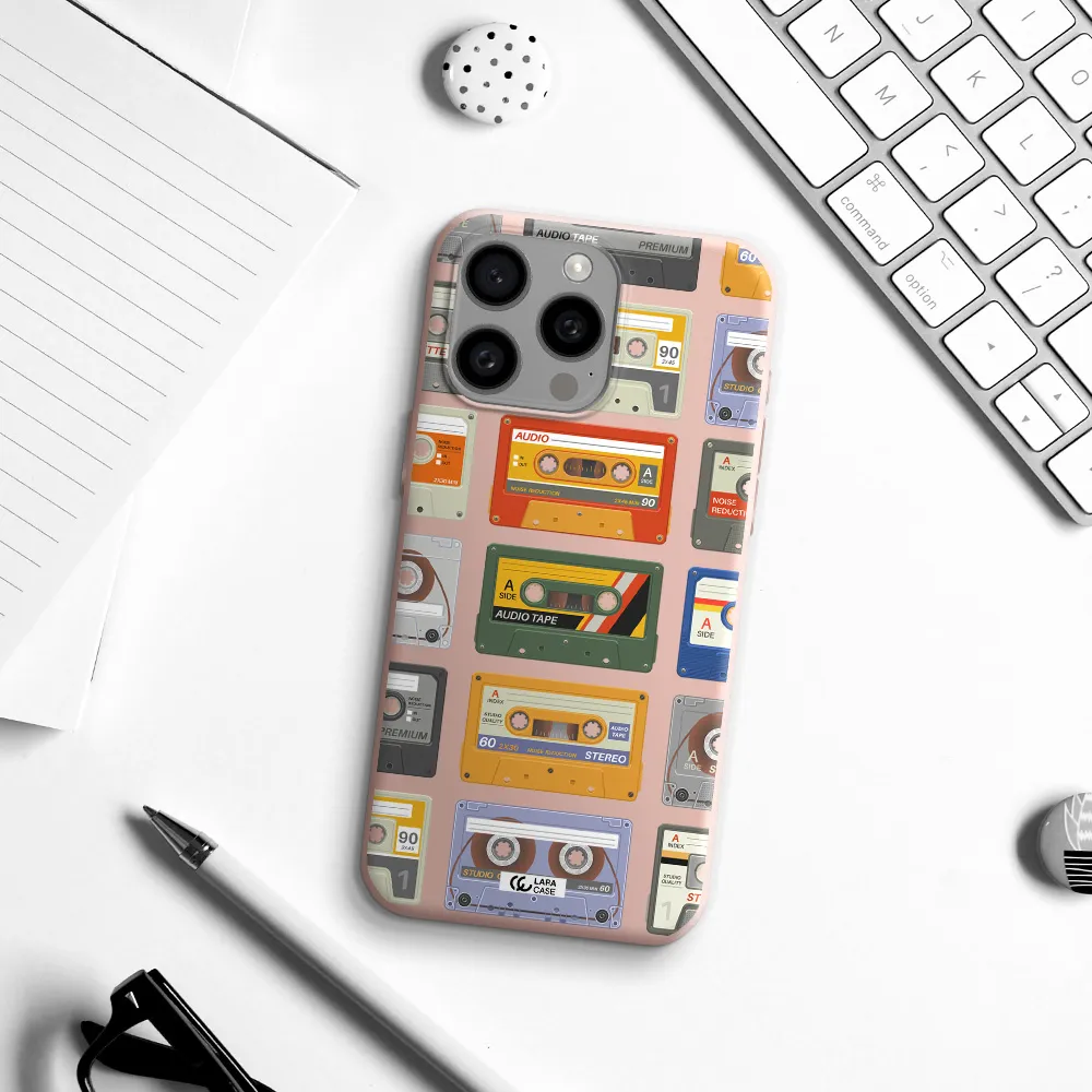 All My Cassettes Apple Iphone 15 Pro max Silicone pastel pink Case