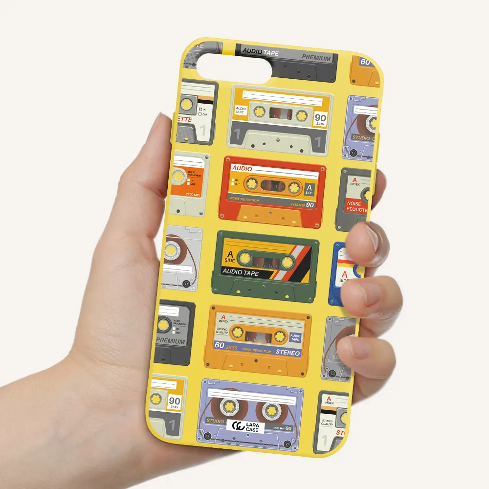 All My Cassettes Apple iPhone 8 plus Silicone canary yellow Case