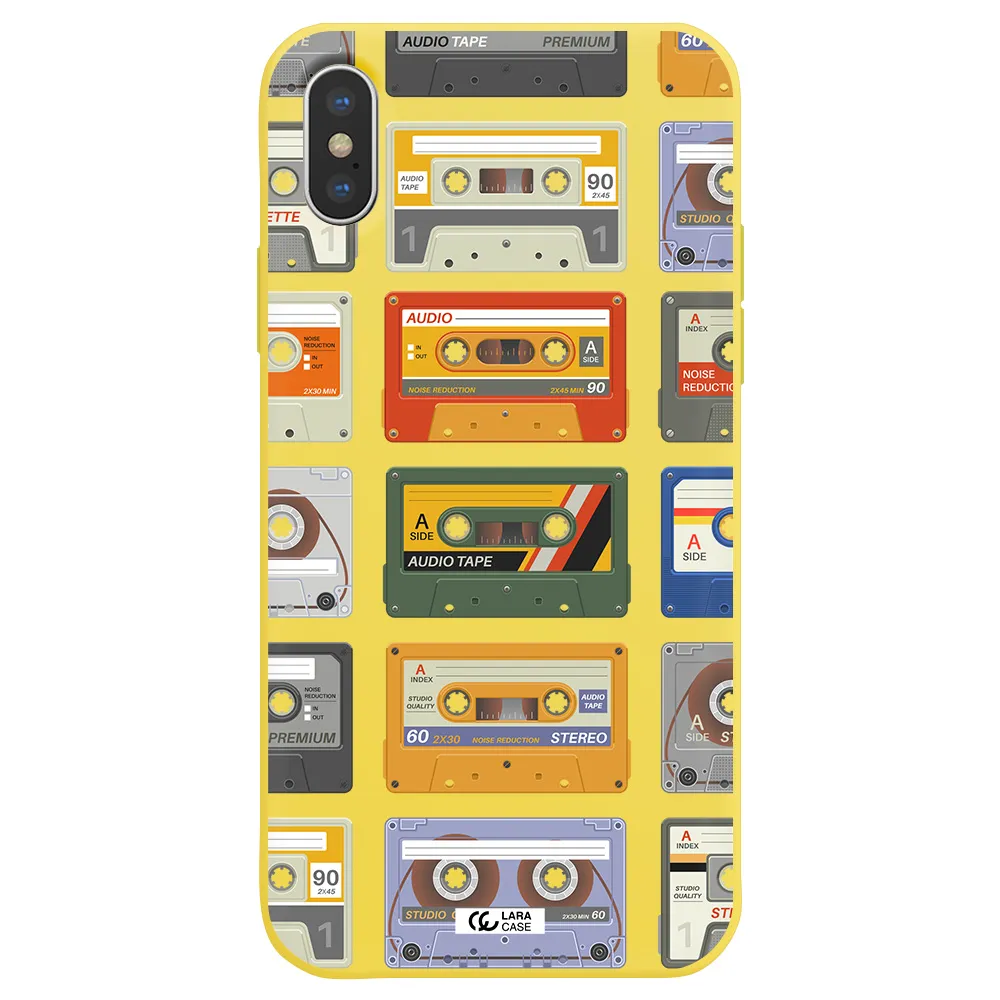 All My Cassettes Apple iPhone X Silicone canary yellow Case