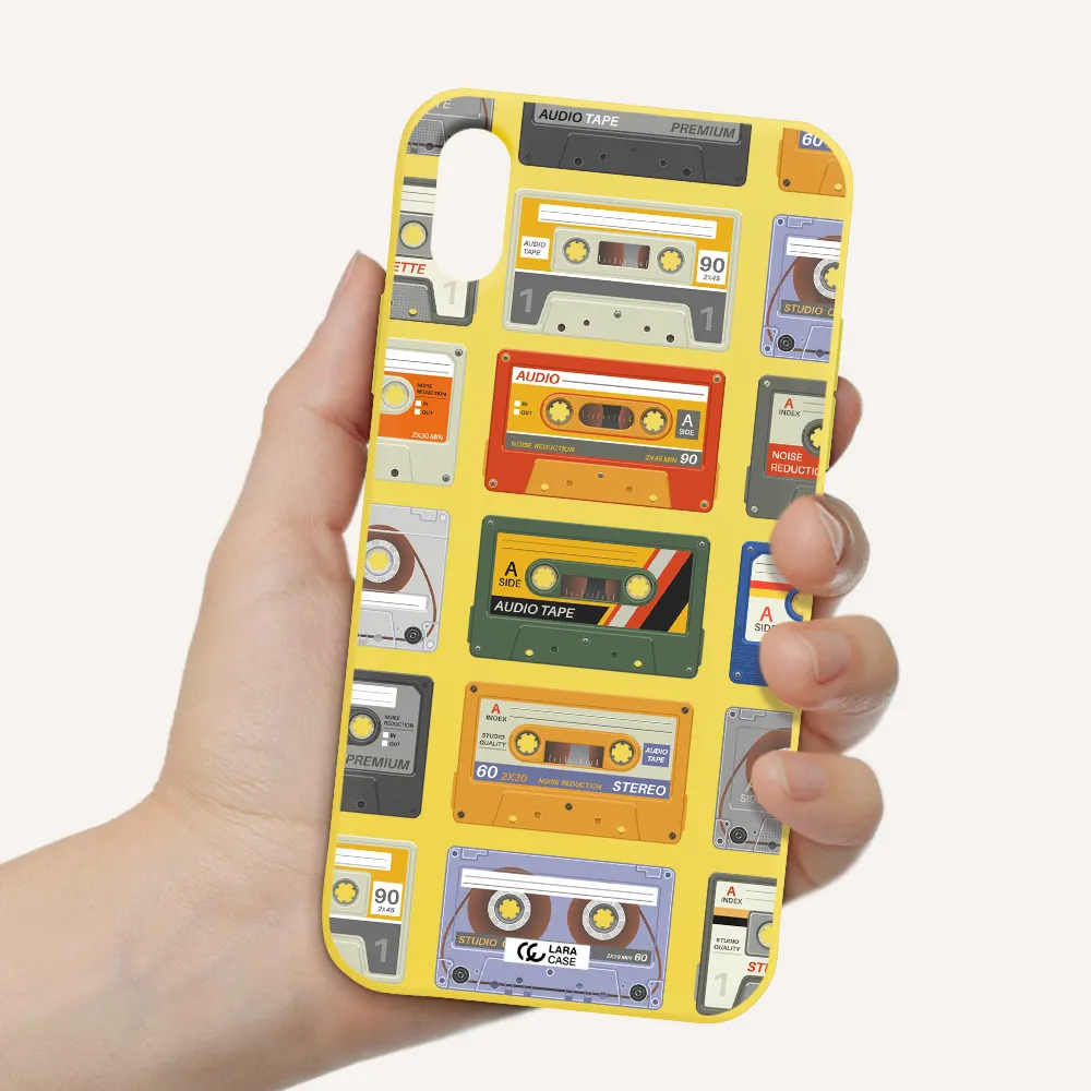 All My Cassettes Apple iPhone X Silicone canary yellow Case
